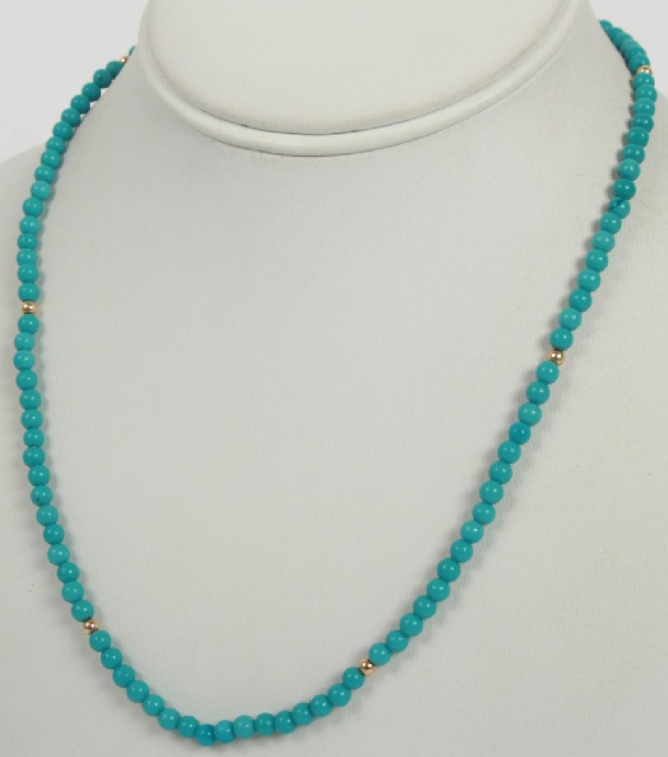Estate Faux Persian Turquoise Necklace 14kt Clasp (1 of 4)