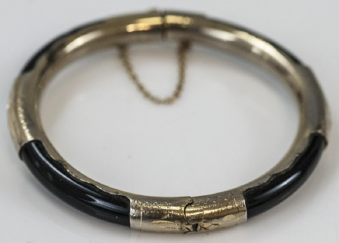 Chinese Hinged Bangle Bracelet w Basalt Glass (1 of 4)