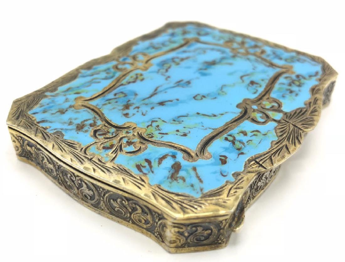 Antique Chased Sterling Gilt W Enamel Compact (1 of 6)