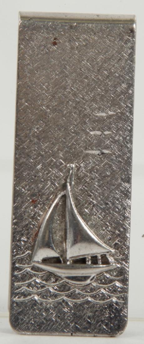 Vintage Sterling Silver Money Clip w Sail Boat (1 of 4)