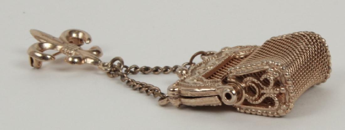Fleur de Lis Brooch w Pill Box Purse Pendant: Fleur de Lis Brooch w Pill Box Purse Pendant. Measures 3.75 inches in length.