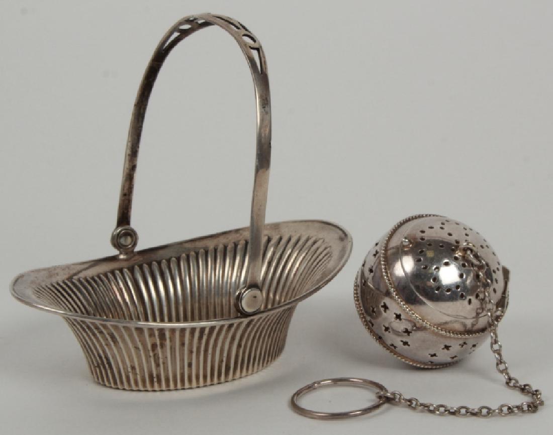 Tea Strainer & Sterling Silver Serving Basket (1 of 3)