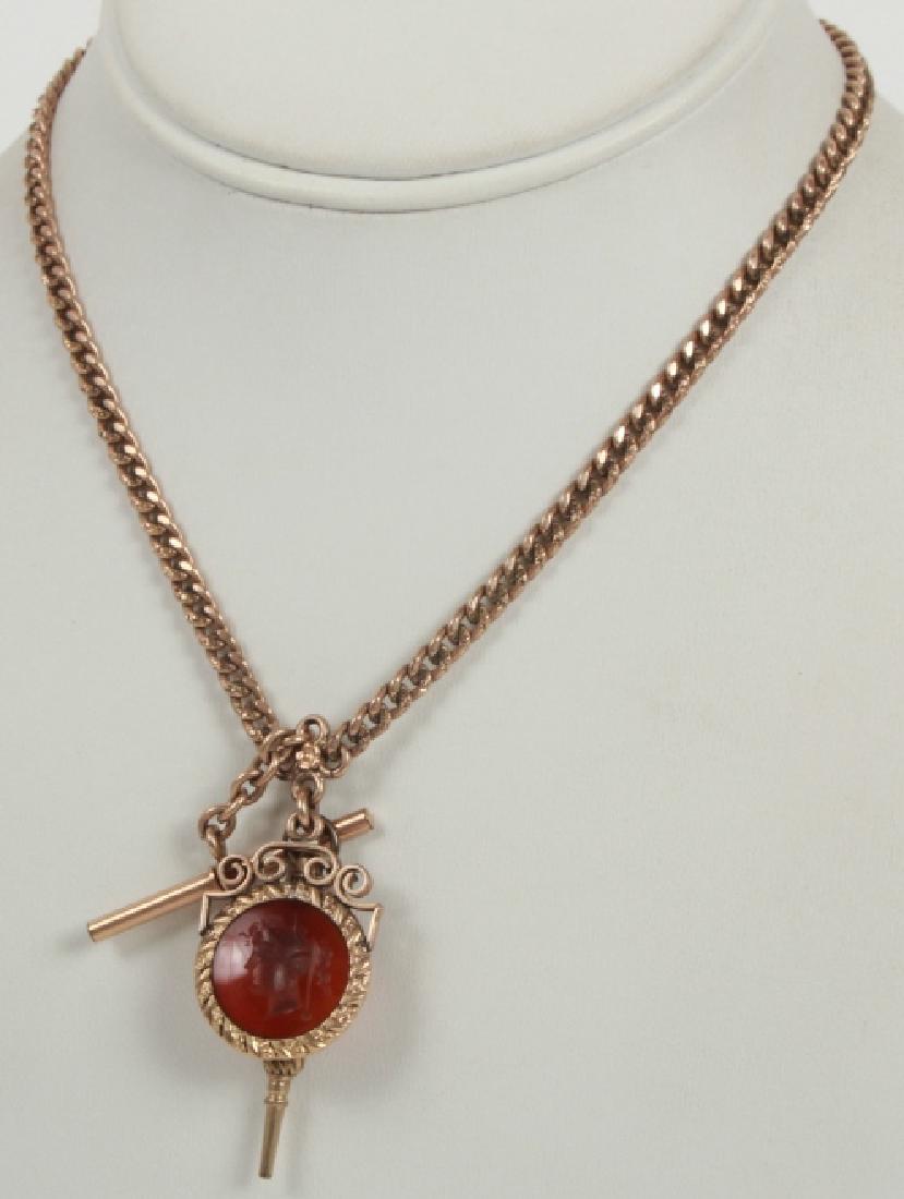 Antique 19th C Gold Fill Charm Necklace w Fobs (1 of 5)