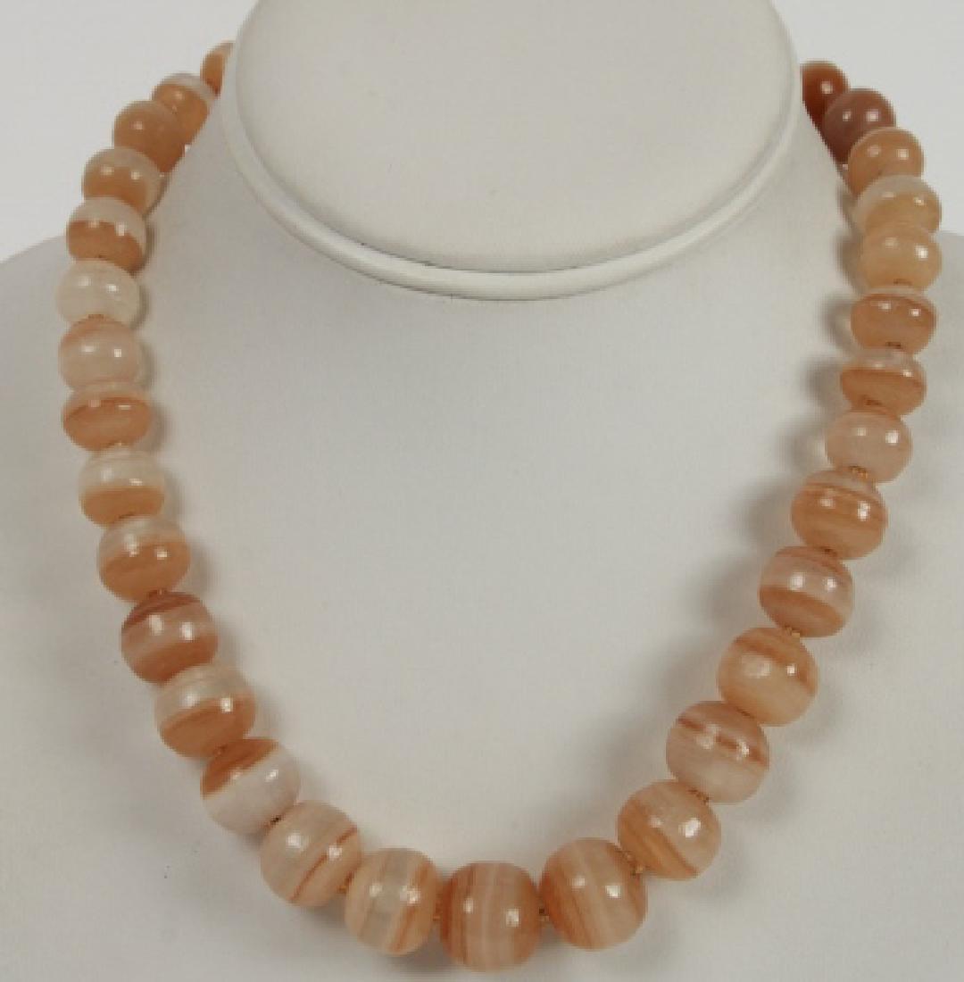 Antique Carved Specimen Agate Round Bead Necklace (1 of 4)