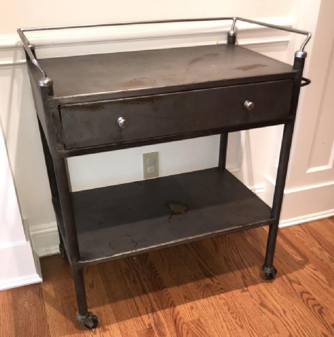 Antiqued Two Tone Metal Bar Cart Cabinet / Server (1 of 5)