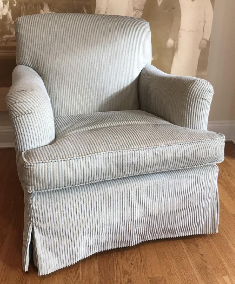 Custom Contemporary English Style Blue Armchair (1 of 3)