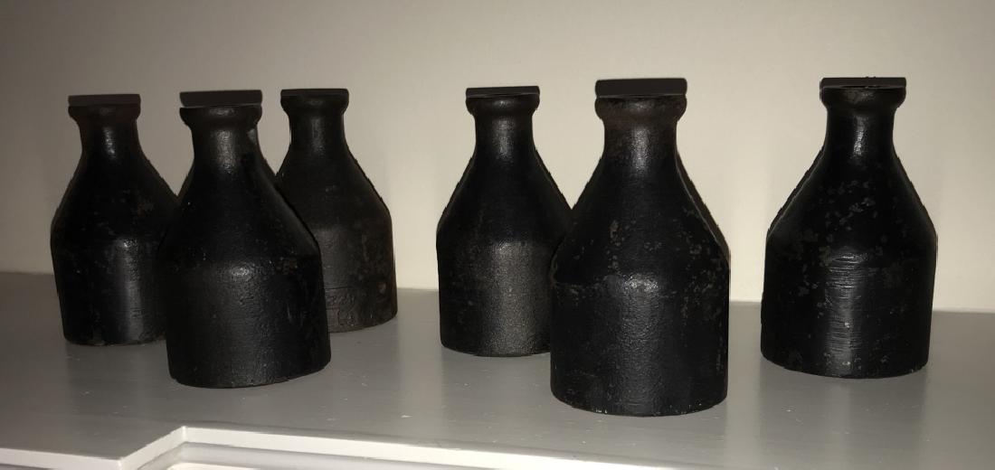 Set of Six Antique Cast Iron Bottles or Vases (1 of 3)