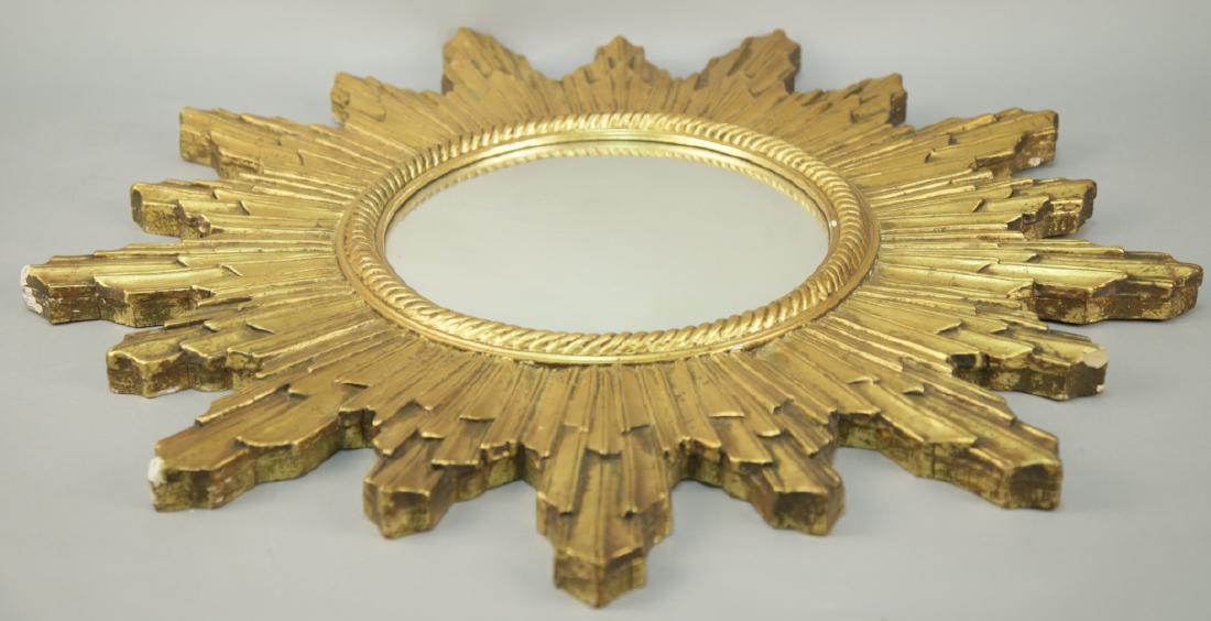 Mid Century Gilt Convex Starburst Frame Mirror (1 of 5)
