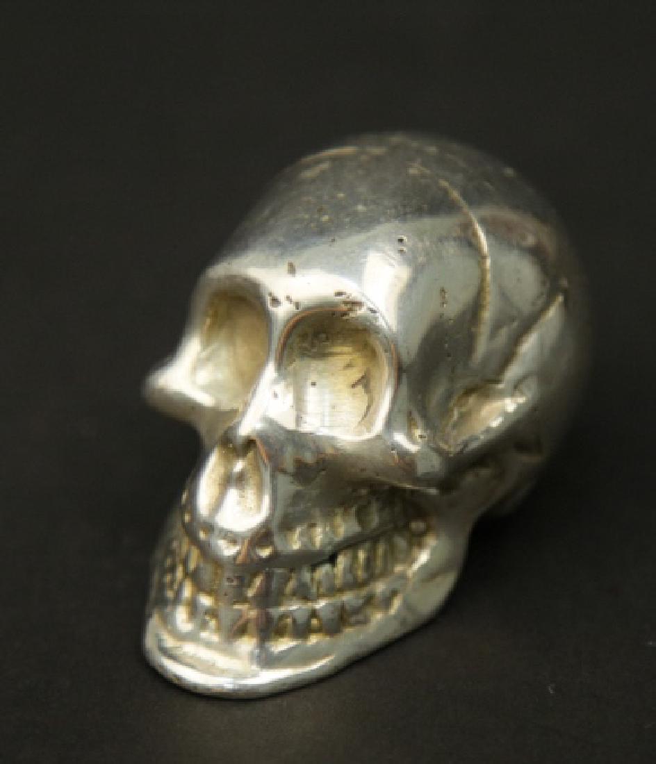 Silver Plated Bronze Statue - Memento Mori Skull (1 of 6)