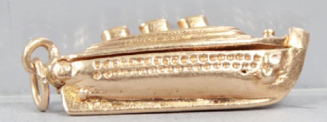 Estate 14k Gold Steam Ship Locket Pendant Charm (1 of 2)