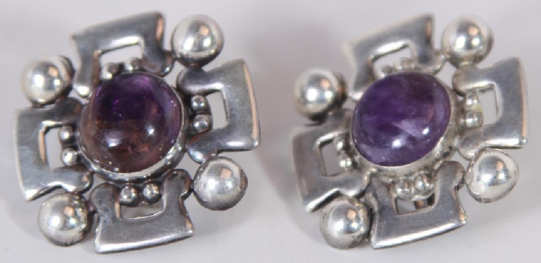 Pair Mexican Sterling Silver & Amethyst Earrings (1 of 3)