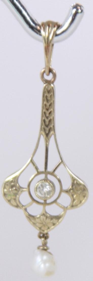 Antique 14k Yellow Gold & Diamond Necklace Pendant (1 of 2)