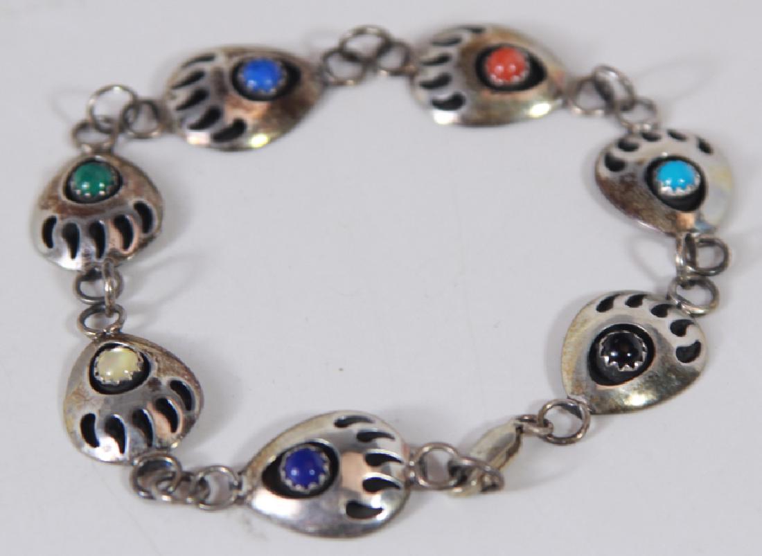 Sterling Silver Bear Claw Bracelet w Stones (1 of 3)