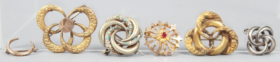 Antique 19th C Crescent Moon, Knot Form Brooches (1 of 4)