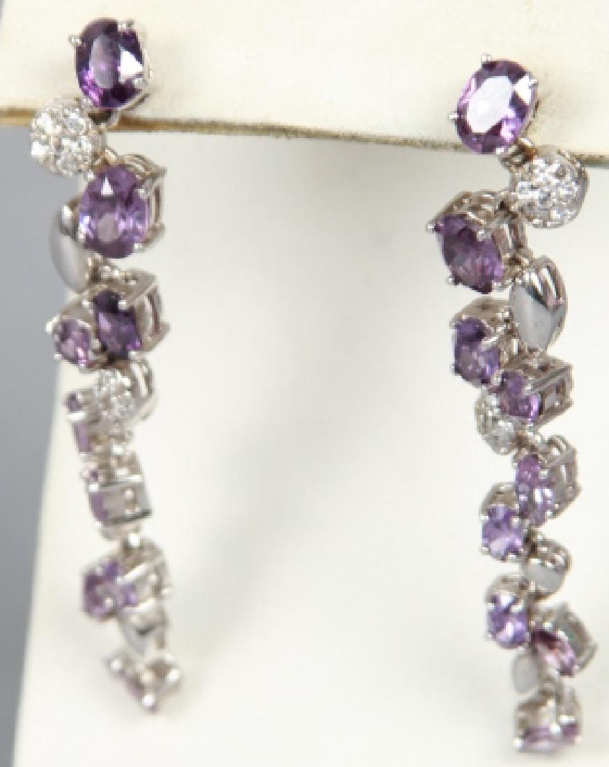 Pair of Sterling Silver Amethyst Crystal Earrings (1 of 3)