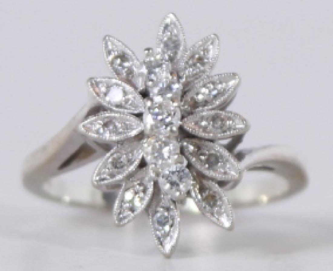Estate 14kt White Gold Diamond Cluster Ring (1 of 4)