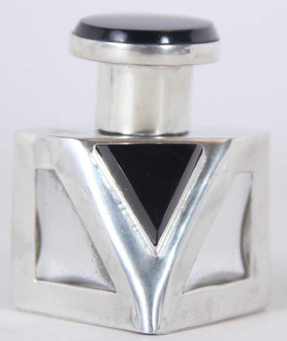 Art Deco Style Sterling Silver Onyx Perfume Bottle (1 of 3)