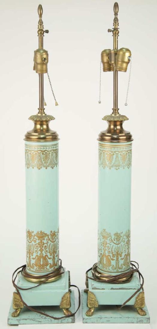 Pair French Neoclassical Style Tole Column Lamps (1 of 5)