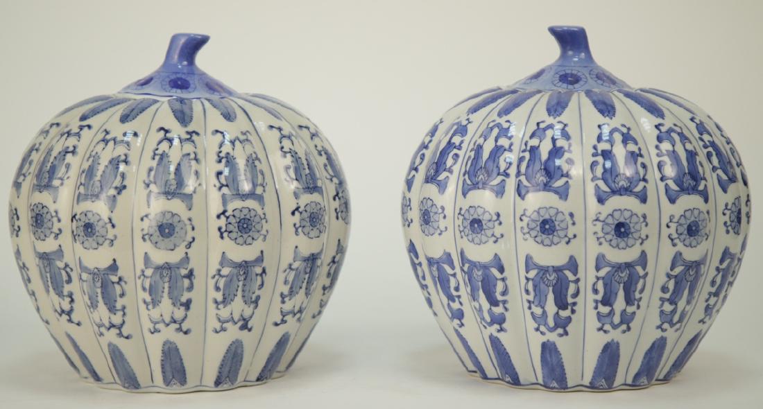 Chinese Blue & White Porcelain Pumpkin Ginger Jars (1 of 8)