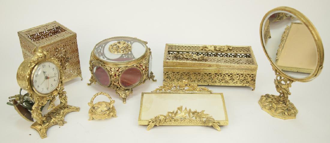 Hollywood Regency Style 22k Gold Plated Vanity Set (1 of 10)