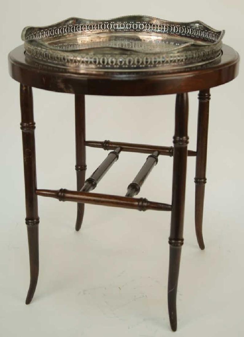 Vintage Faux Bamboo & Silver Plate Tray Table (1 of 8)