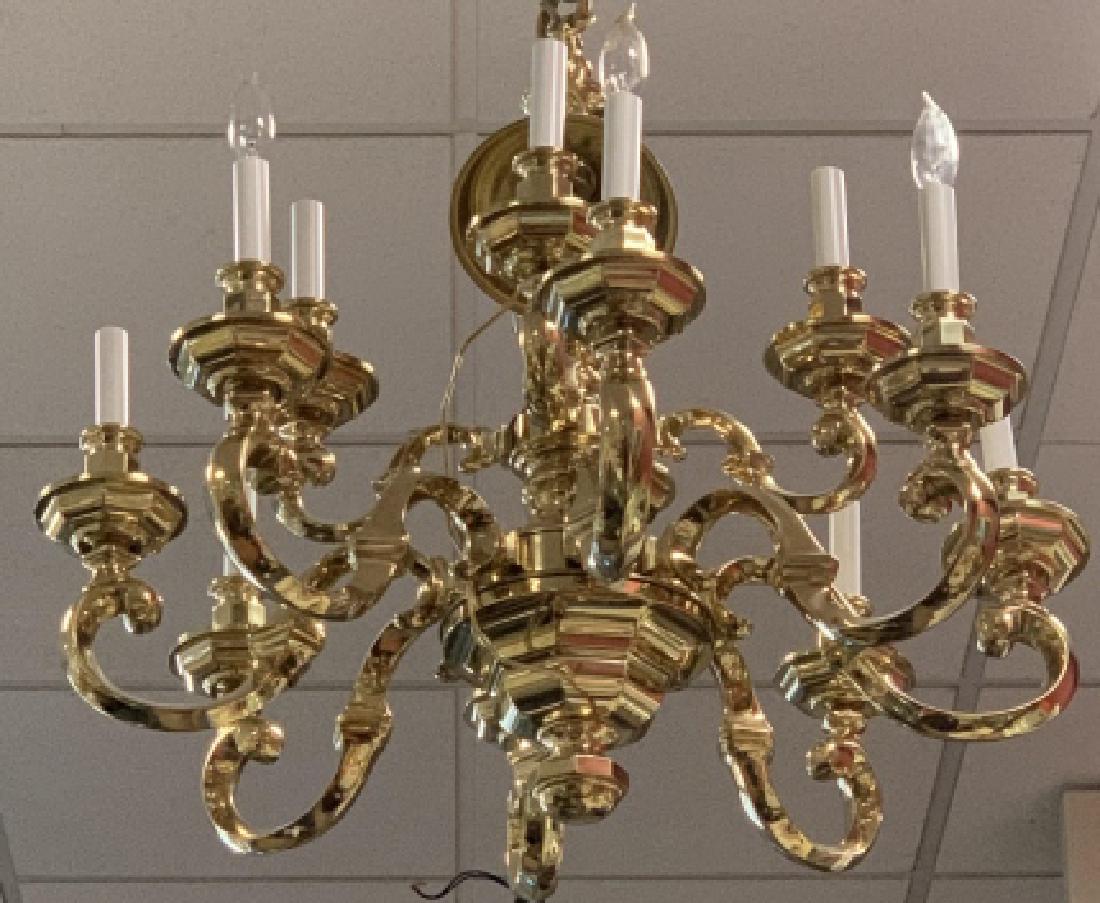 Heavy Brass Traditional Style 12 Arm Chandelier