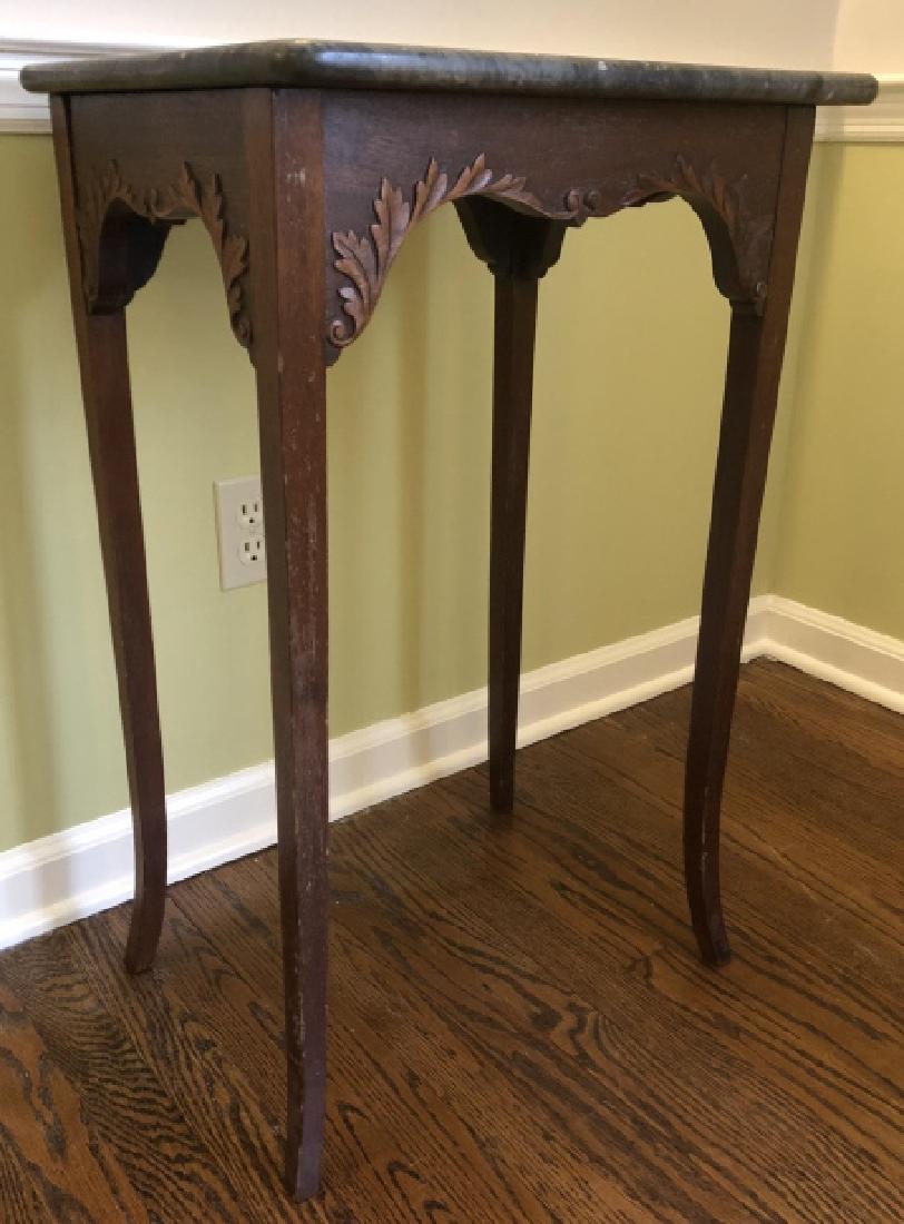Marble Top Antique Carved Pedestal End Table (1 of 2)