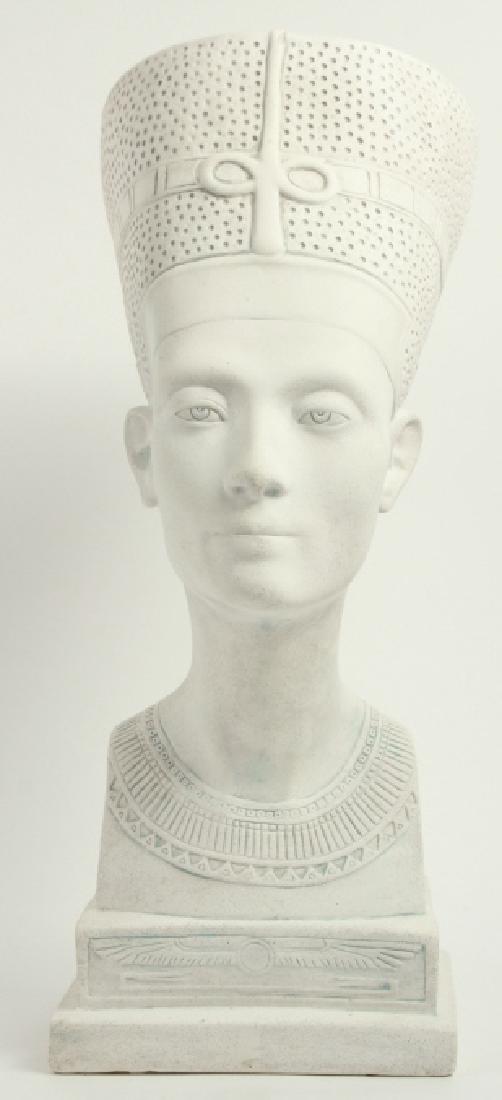 Cast Egyptian Revival Nefertiti Head Bust Statue (1 of 8)