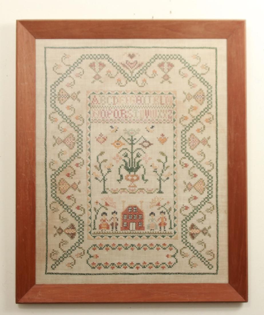 Vintage Needlepoint Sampler Early American Style (1 of 5)