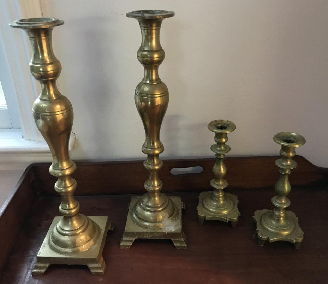 Two Pairs of Antique Gilt Brass Candlesticks (1 of 2)