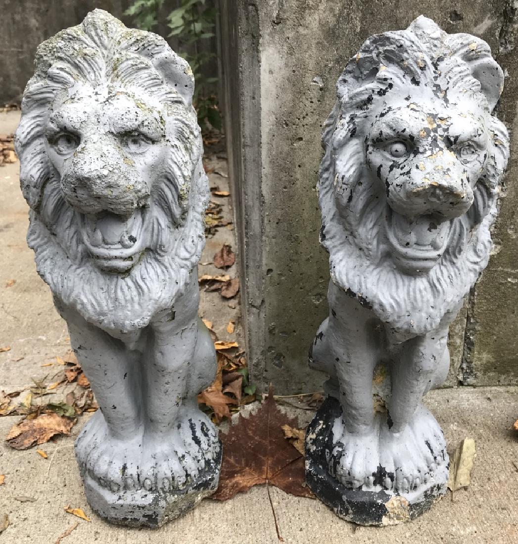 Pair Painted Composite Figural Lion Garden Statues (1 of 4)