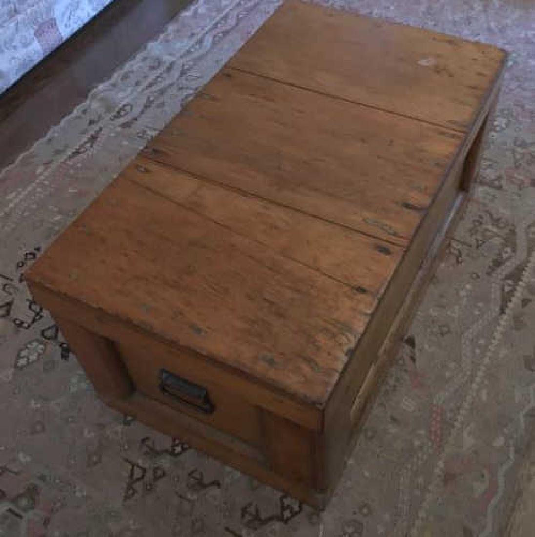 Antique English Campaign Style Pine Trunk Chest (1 of 4)