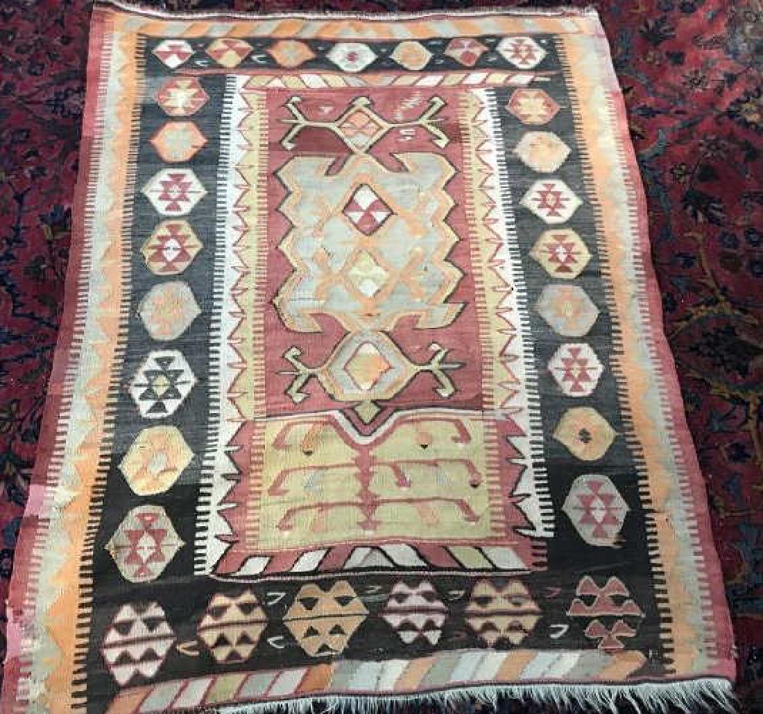 Vintage Kilim Style Woven Throw Rug / Carpet (1 of 3)