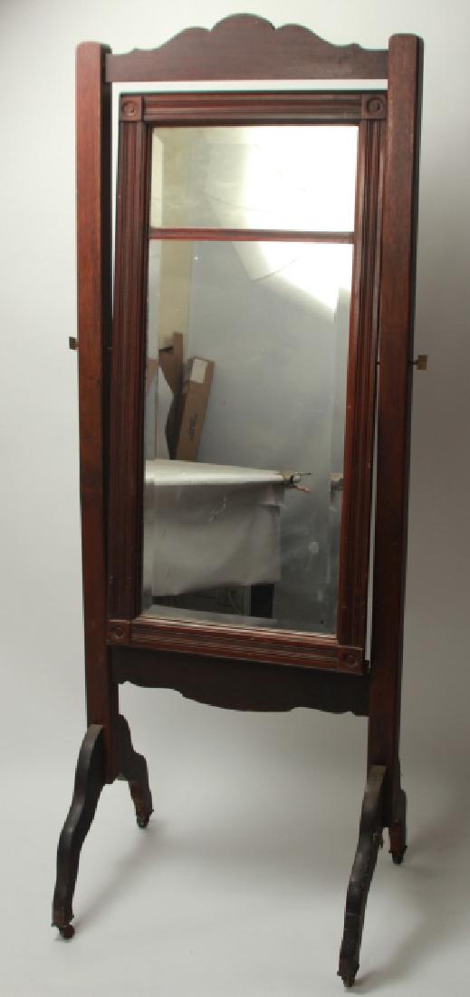 Antique Queen Anne Style Mahogany Cheval Mirror (1 of 6)