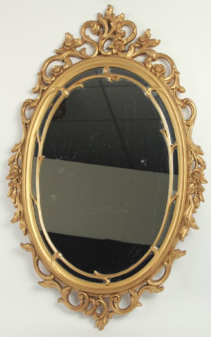 French Rococo Style Gold Tone Scroll Wall Mirror (1 of 8)