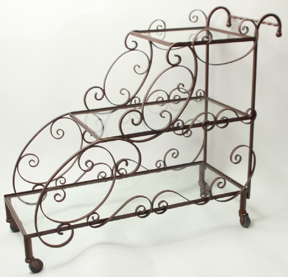 Mid Century Wrought Iron 3-Tier Bar or Garden Cart (1 of 5)