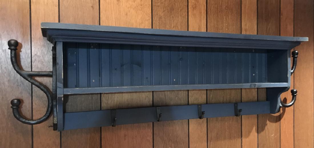 American Country Style Blue Painted Coat Rack (1 of 3)
