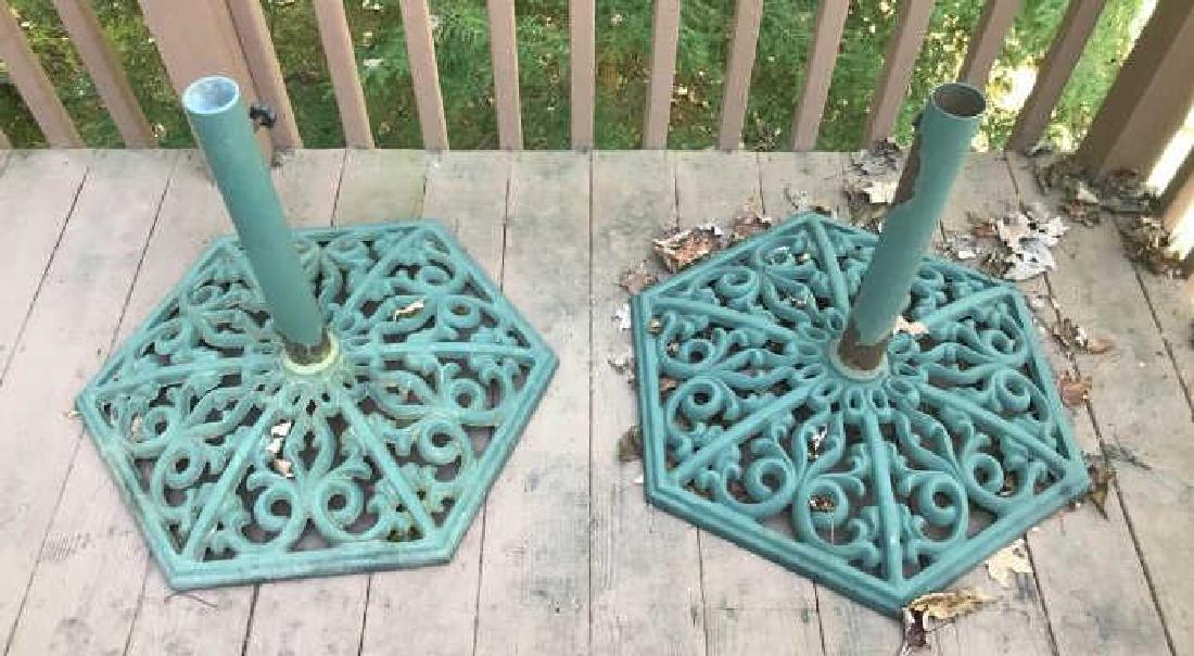 Pair of Painted Cast Iron Outdoor Umbrella Bases (1 of 2)