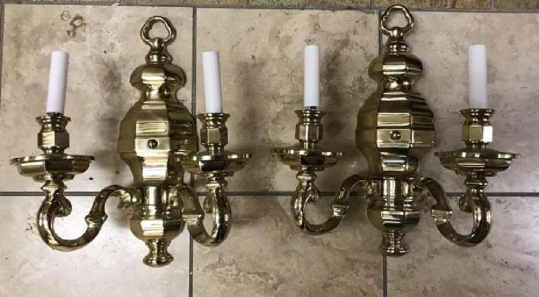 Pair Heavy Brass Traditional Style Wall Sconces (1 of 4)