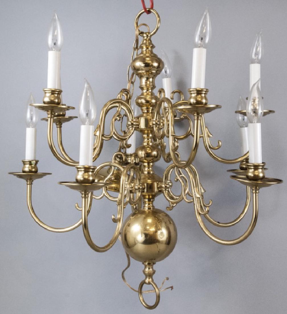 Hollywood Regency Style Brass 10 Light Chandelier (1 of 6)