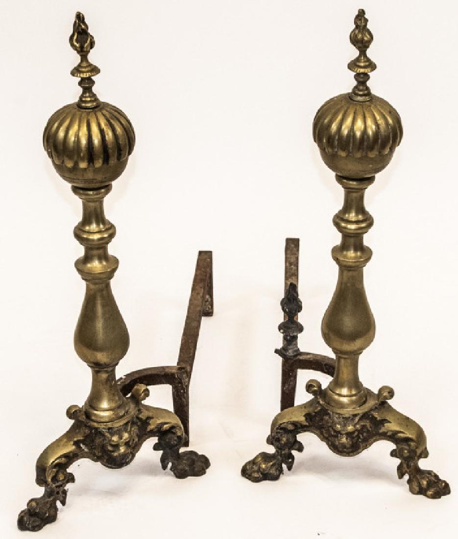 Pair Vintage Brass Hollywood Regency Andirons (1 of 6)