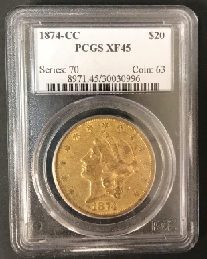 US Gold Coin 1874 Liberty Head $20 Solid Gold Coin (1 of 4)