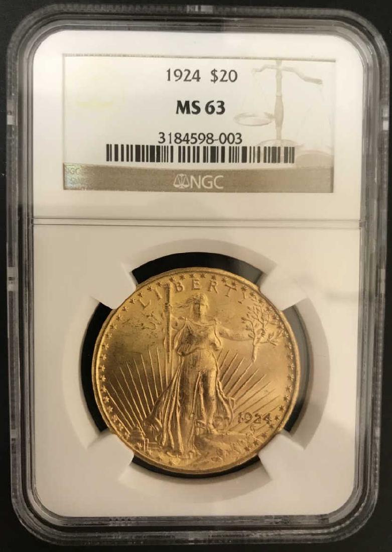 US Gold Coin 1924 Liberty $20 Solid Gold Coin (1 of 4)