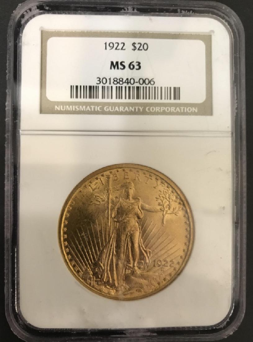 US Gold Coin 1922 Liberty $20 Solid Gold Coin (1 of 4)