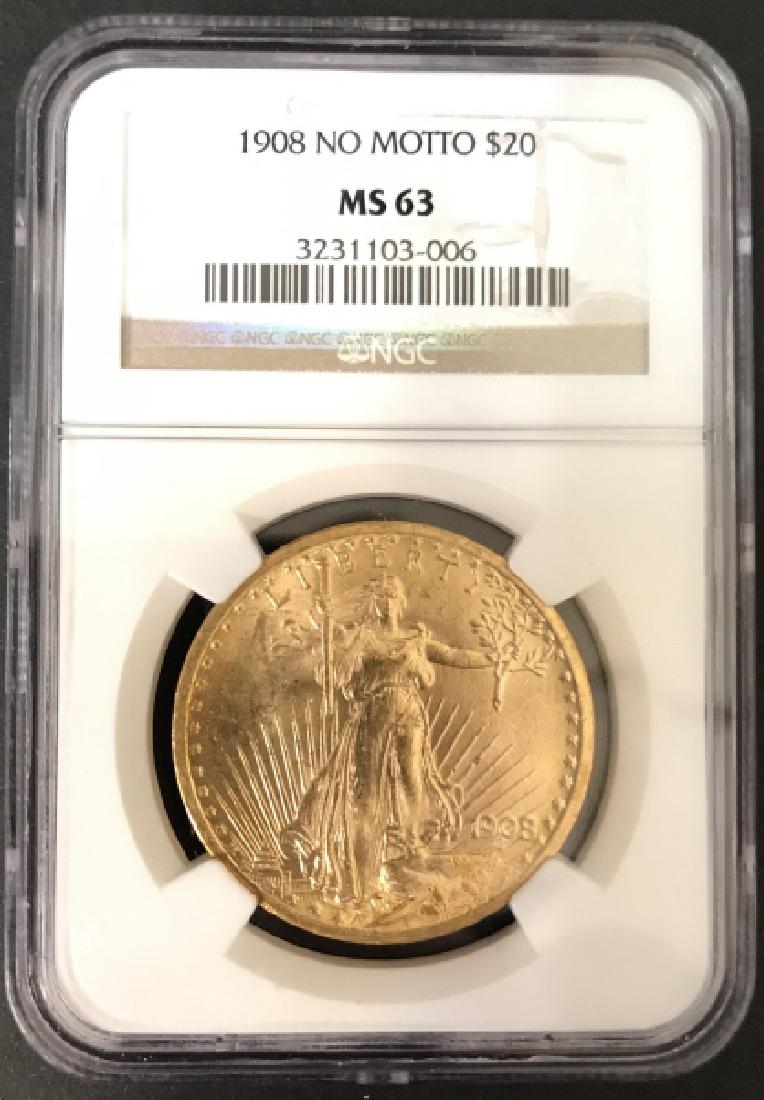 US Gold Coin 1908 Liberty $20 Solid Gold Coin (1 of 4)