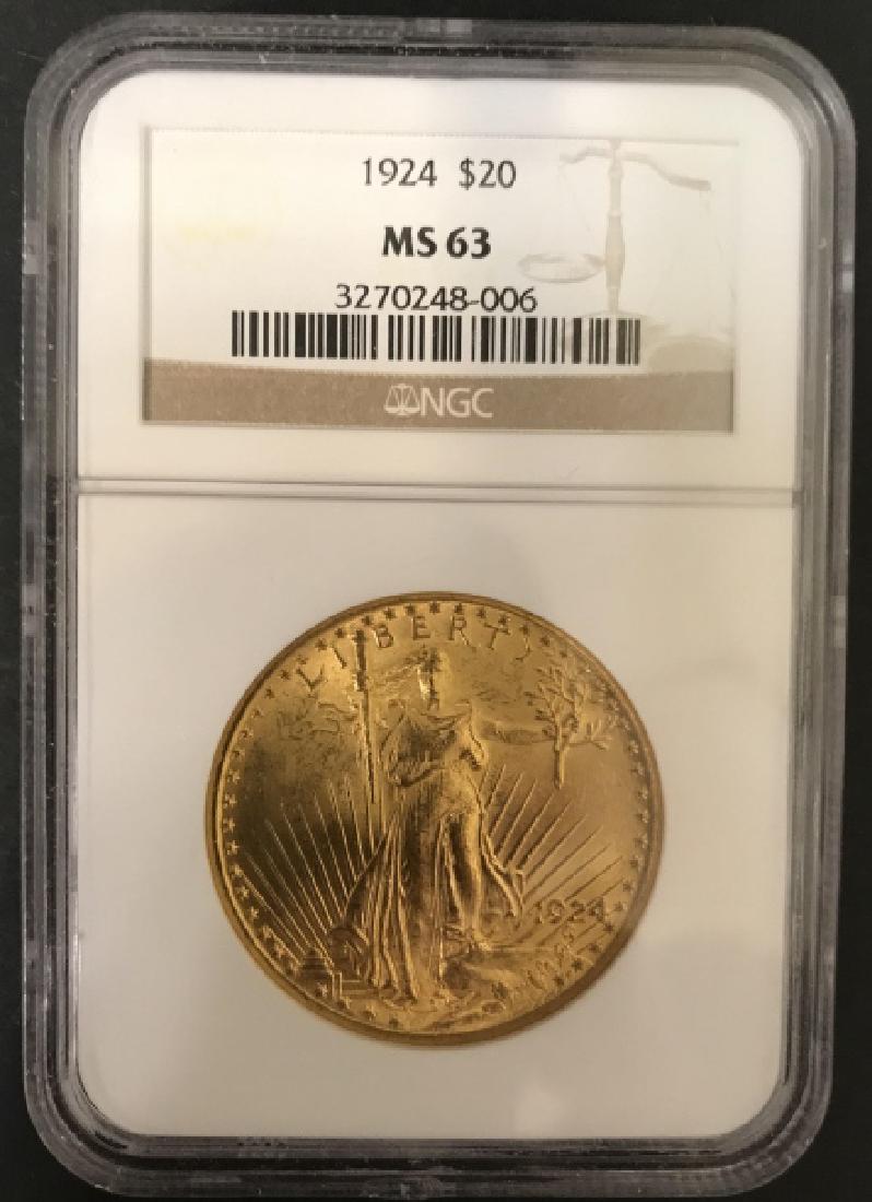 US Gold Coin 1924 Liberty $20 Solid Gold Coin (1 of 4)
