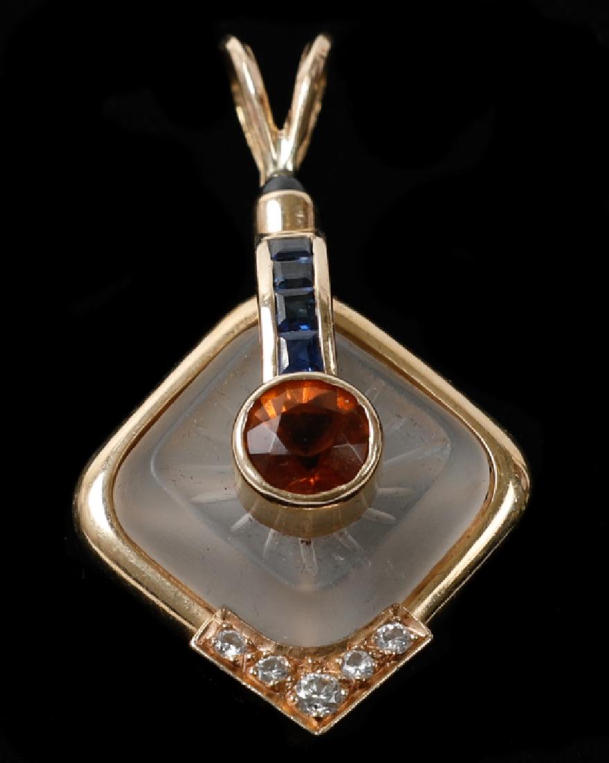 Estate 14kt Rock Crystal Citrine Diamond Pendant (1 of 3)