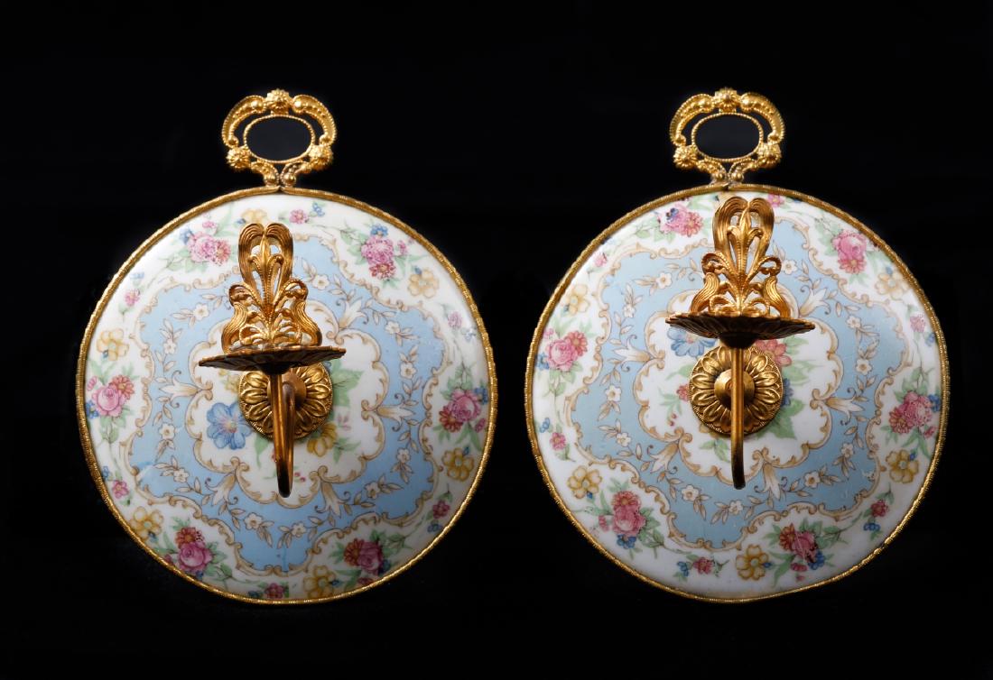 Pair of Antique French Porcelain & Ormolu Sconces (1 of 4)