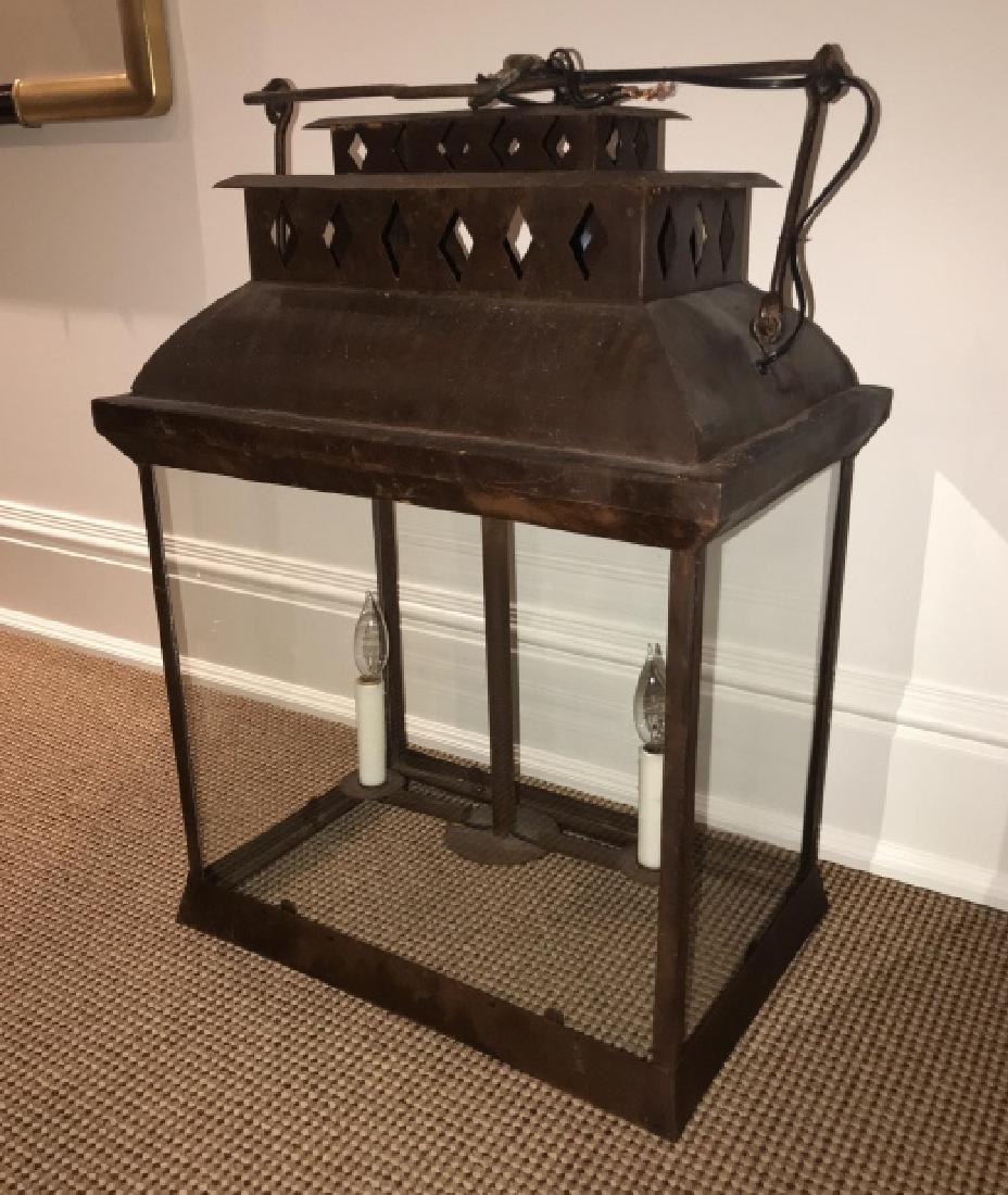 French Country Style Tole Metal Lantern Chandelier (1 of 3)