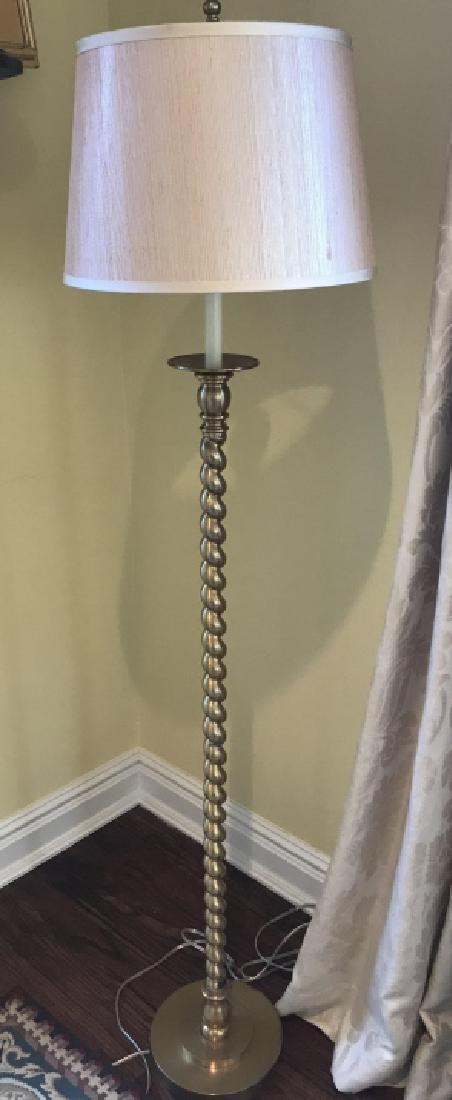 Gilt Metal Barley Twist Column Floor Lamp w Shade (1 of 3)